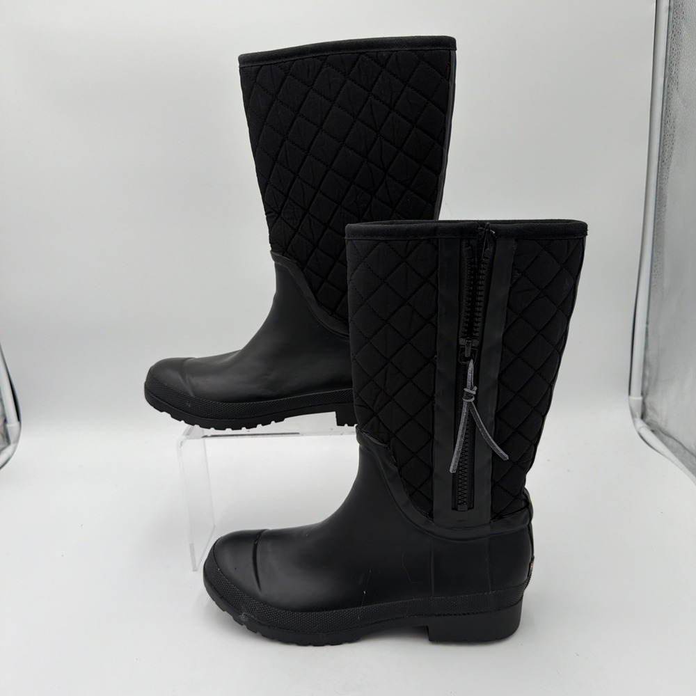 Sperry Top-Sider Walker Wind Quilted Black Nylon Rubber Rain Boots Women's Sz 7M - Picture 3 of 7